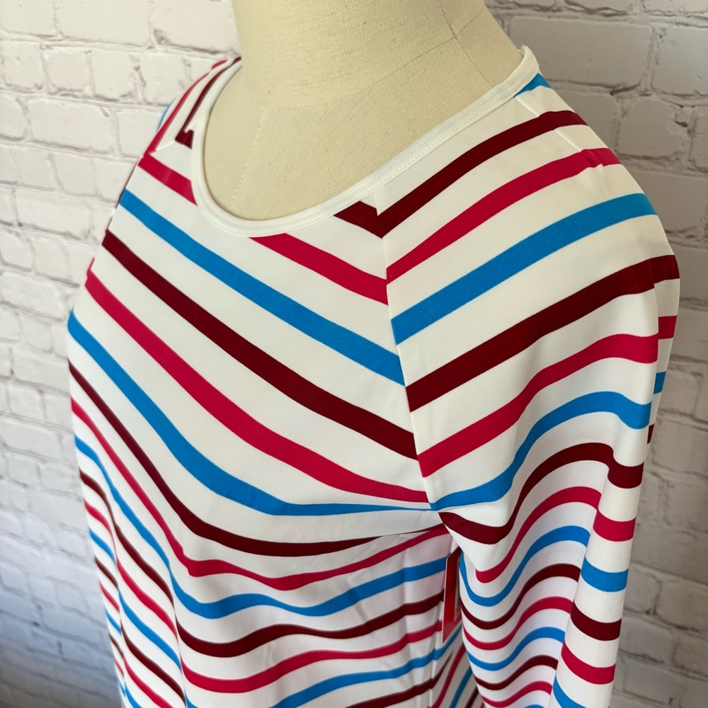 SPANX Long Sleeve Ocean Stripe Hibuscus Swim Shirt--NWT--M - Picture 4 of 14
